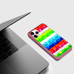 Чехол iPhone 11 Pro матовый Fortnite color line, цвет: 3D-малиновый — фото 2
