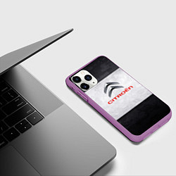 Чехол iPhone 11 Pro матовый Citroen grey metal, цвет: 3D-фиолетовый — фото 2