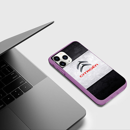 Чехол iPhone 11 Pro матовый Citroen grey metal / 3D-Фиолетовый – фото 3