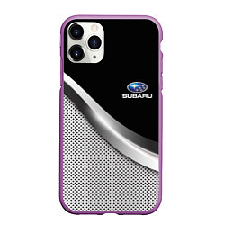 Чехол iPhone 11 Pro матовый Subaru metal steel, цвет: 3D-фиолетовый