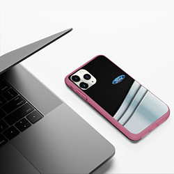 Чехол iPhone 11 Pro матовый FORD metal texture, цвет: 3D-малиновый — фото 2