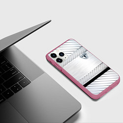 Чехол iPhone 11 Pro матовый Tesla metal auto, цвет: 3D-малиновый — фото 2