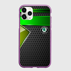 Чехол iPhone 11 Pro матовый Skoda metal auto, цвет: 3D-фиолетовый
