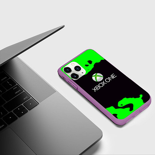 Чехол iPhone 11 Pro матовый Xbox fire green / 3D-Фиолетовый – фото 3
