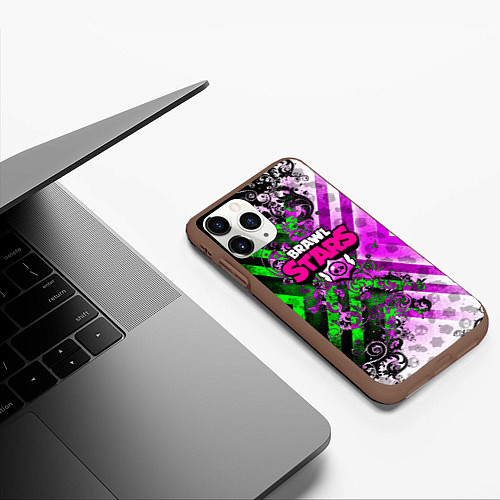 Чехол iPhone 11 Pro матовый Brawl stars pattern geometry / 3D-Коричневый – фото 3