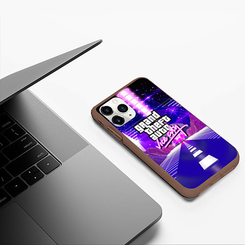 Чехол iPhone 11 Pro матовый GTA vice city retrovawe / 3D-Коричневый – фото 3