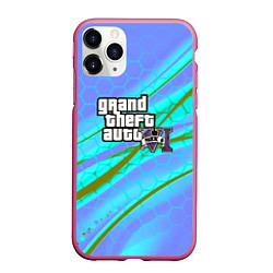 Чехол iPhone 11 Pro матовый GTA 6 неоновые соты геометрия, цвет: 3D-малиновый