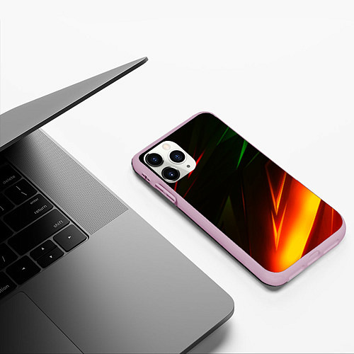 Чехол iPhone 11 Pro матовый Geometry stripes line color / 3D-Розовый – фото 3