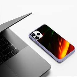 Чехол iPhone 11 Pro матовый Geometry stripes line color, цвет: 3D-светло-сиреневый — фото 2