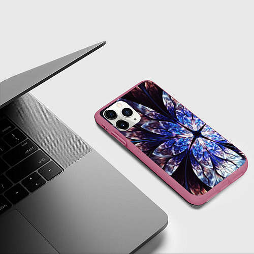 Чехол iPhone 11 Pro матовый Фрактальный узора стекло / 3D-Малиновый – фото 3