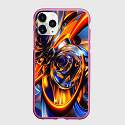 Чехол iPhone 11 Pro матовый Жидкие краски фрактал, цвет: 3D-малиновый