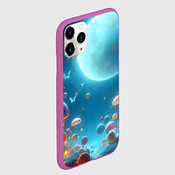 Чехол iPhone 11 Pro матовый Сказочные грибы и бабочки под луной - фантазия, цвет: 3D-фиолетовый — фото 2