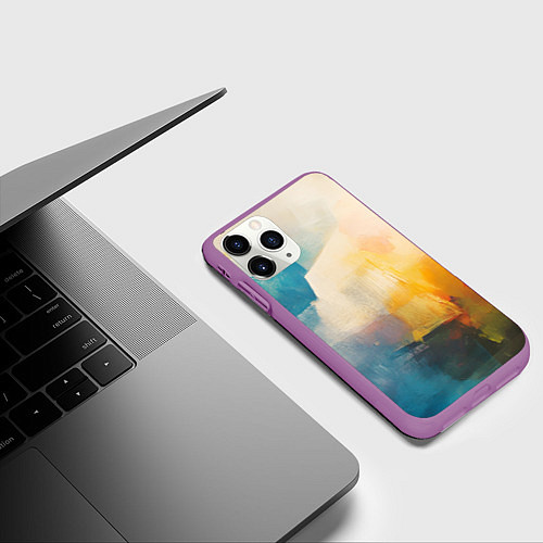 Чехол iPhone 11 Pro матовый Живопись мазками / 3D-Фиолетовый – фото 3