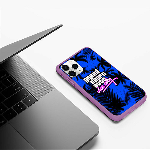 Чехол iPhone 11 Pro матовый Vice cuty gta tropic steel / 3D-Фиолетовый – фото 3