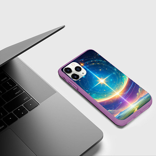 Чехол iPhone 11 Pro матовый Звезда галактики / 3D-Фиолетовый – фото 3