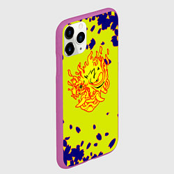 Чехол iPhone 11 Pro матовый Cyberpunk 2077 листья сакуры, цвет: 3D-фиолетовый — фото 2