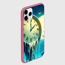Чехол iPhone 11 Pro матовый Часы в сказочном лесу под луной - фантазия, цвет: 3D-малиновый — фото 2