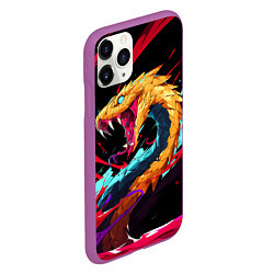 Чехол iPhone 11 Pro матовый Злая желтая змея, цвет: 3D-фиолетовый — фото 2