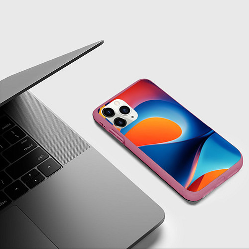 Чехол iPhone 11 Pro матовый Абстрактный геометрический градиент / 3D-Малиновый – фото 3