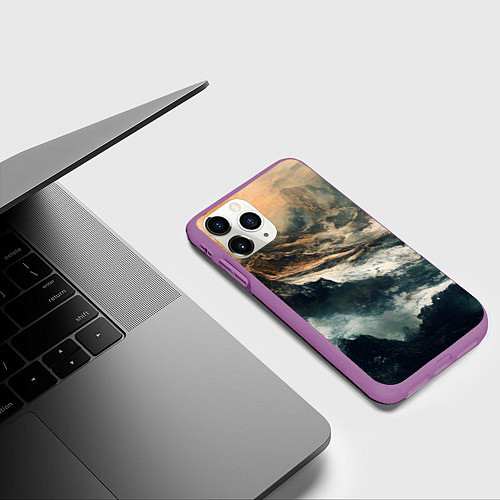 Чехол iPhone 11 Pro матовый Иллюстрация хаоса в грубом стиле / 3D-Фиолетовый – фото 3