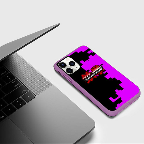 Чехол iPhone 11 Pro матовый Tekken pattern pink / 3D-Фиолетовый – фото 3