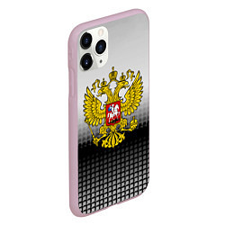 Чехол iPhone 11 Pro матовый Герб РФ текстура серая, цвет: 3D-розовый — фото 2