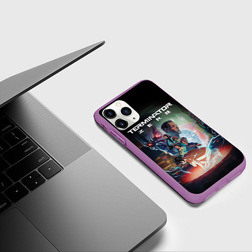 Чехол iPhone 11 Pro матовый Терминатор зеро персонажи / 3D-Фиолетовый – фото 3