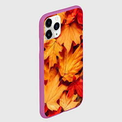 Чехол iPhone 11 Pro матовый Осенние кленовые листья, цвет: 3D-фиолетовый — фото 2