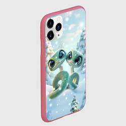 Чехол iPhone 11 Pro матовый Милые змеи, цвет: 3D-малиновый — фото 2