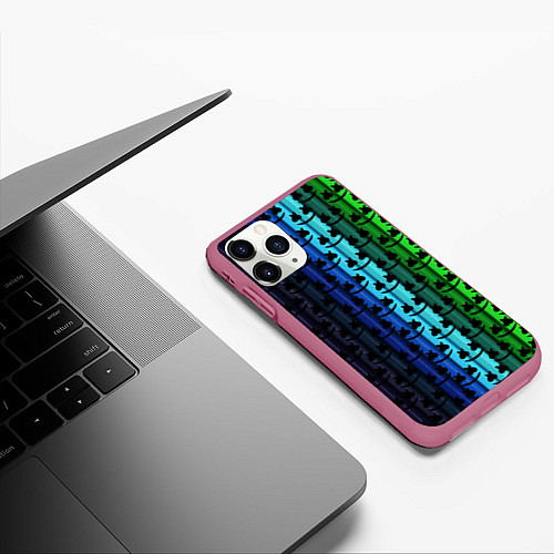 Чехол iPhone 11 Pro матовый Marshmello gradient / 3D-Малиновый – фото 3