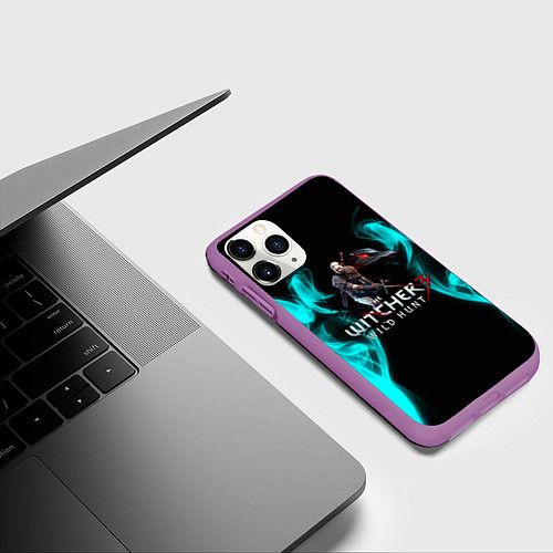Чехол iPhone 11 Pro матовый Ведьмак неновый дым / 3D-Фиолетовый – фото 3