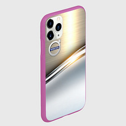 Чехол iPhone 11 Pro матовый Volvo жёлтый метал, цвет: 3D-фиолетовый — фото 2