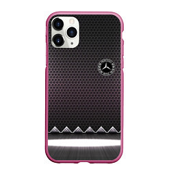 Чехол iPhone 11 Pro матовый Mercedes benz carbon steel, цвет: 3D-малиновый