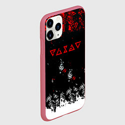Чехол iPhone 11 Pro матовый Ведьмак лого брызги красок, цвет: 3D-малиновый — фото 2