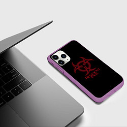 Чехол iPhone 11 Pro матовый Resident evil biohazard logo, цвет: 3D-фиолетовый — фото 2