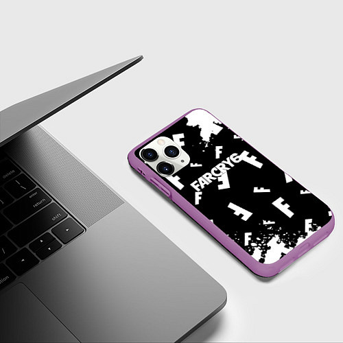 Чехол iPhone 11 Pro матовый FC6 logo pattern / 3D-Фиолетовый – фото 3