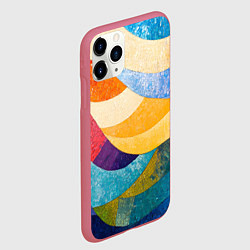 Чехол iPhone 11 Pro матовый Разноцветная геометрическая мозаика, цвет: 3D-малиновый — фото 2