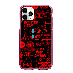 Чехол iPhone 11 Pro матовый Twenty one pilots pattern rock steel, цвет: 3D-малиновый