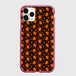 Чехол iPhone 11 Pro матовый Летучие мыши - хэллоуин, цвет: 3D-малиновый