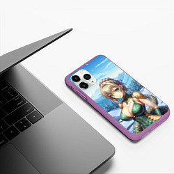 Чехол iPhone 11 Pro матовый Девушка - зеленая змея, цвет: 3D-фиолетовый — фото 2