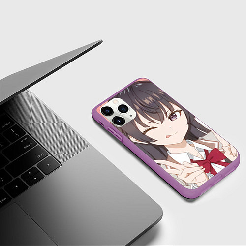 Чехол iPhone 11 Pro матовый Аля иногда кокетничает со мной по русски Юки / 3D-Фиолетовый – фото 3