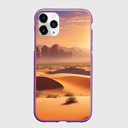 Чехол iPhone 11 Pro матовый Закат в жаркой пустыне, цвет: 3D-фиолетовый