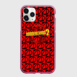 Чехол iPhone 11 Pro матовый Borderlands logo pattern, цвет: 3D-малиновый
