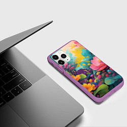 Чехол iPhone 11 Pro матовый Лето красочные цветы, цвет: 3D-фиолетовый — фото 2