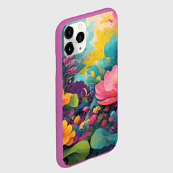 Чехол iPhone 11 Pro матовый Лето красочные цветы, цвет: 3D-фиолетовый — фото 2
