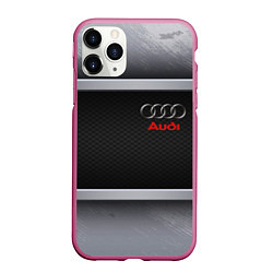 Чехол iPhone 11 Pro матовый Audi metal texture, цвет: 3D-малиновый