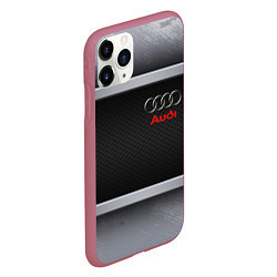 Чехол iPhone 11 Pro матовый Audi metal texture, цвет: 3D-малиновый — фото 2