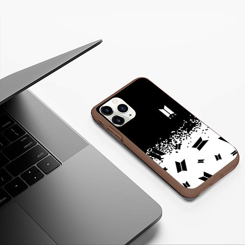 Чехол iPhone 11 Pro матовый Marshmello dj pattern краски / 3D-Коричневый – фото 3