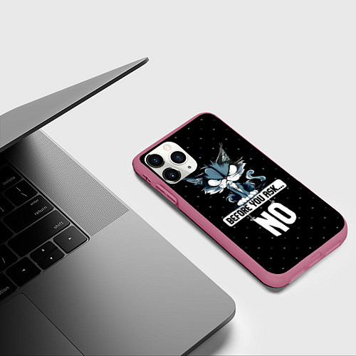 Чехол iPhone 11 Pro матовый Нет - прежде чем ты спросишь / 3D-Малиновый – фото 3