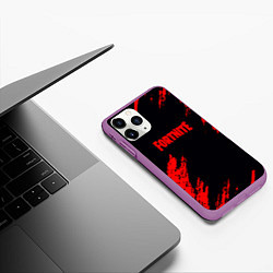 Чехол iPhone 11 Pro матовый Fortnite красные краски лого, цвет: 3D-фиолетовый — фото 2